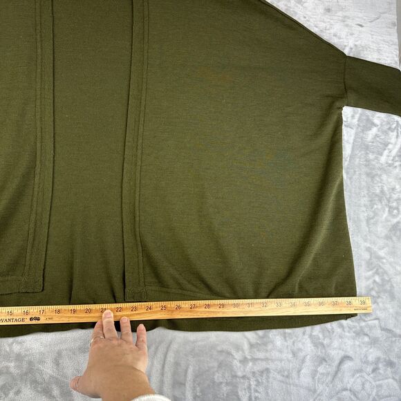 Andrea Jovine 100% Wool Cardigan ONE SIZE Dark Green Drop Shoulder Slouchy(0995) - Picture 13 of 14